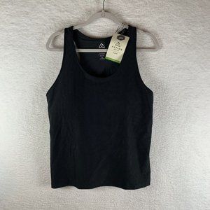 Alpine Design Tank Top Women 2XL Black Ribbed Stretch Round Neck Cropped 7209‎
